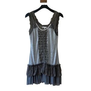 Raindance Gray Layered‎ Ruffle Lace Tank Tunic Tank Women's Size L